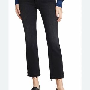 AYR “THE ROCKER” Black distressed Cropped Jeans with Frayed Hem